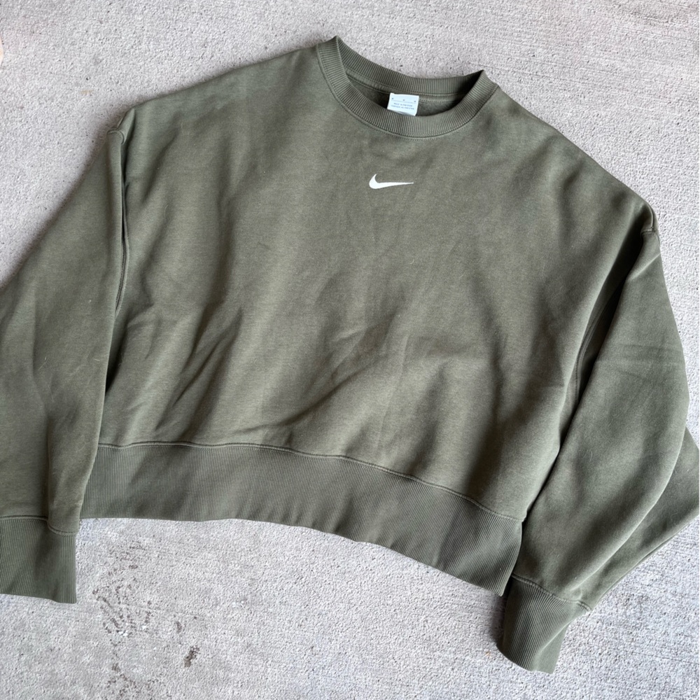 Nike phoenix fleece olive green oversized crewneck sweatshirt - Picture 2 of 4